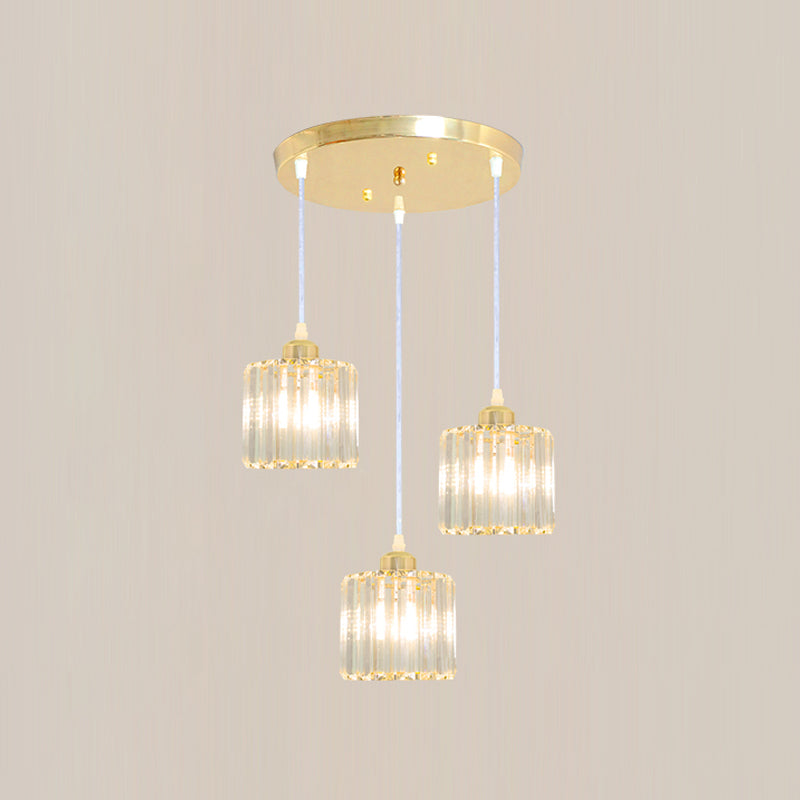 Modern Style Cylindrical Shape Hanging Light Crystal Multi Light Hanging Lamp for Bedroom