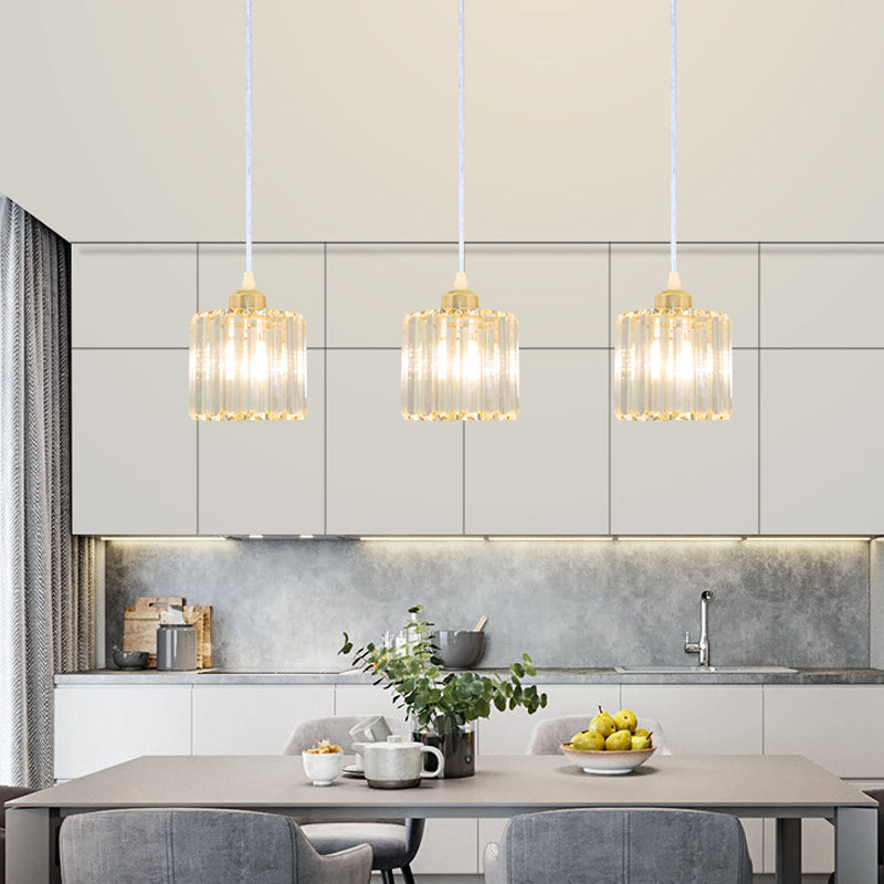 Modern Style Cylindrical Shape Hanging Light Crystal Multi Light Hanging Lamp for Bedroom