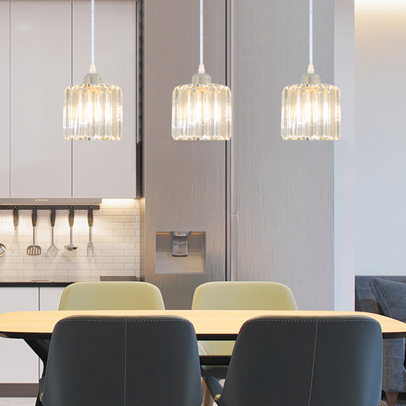 Modern Style Cylindrical Shape Hanging Light Crystal Multi Light Hanging Lamp for Bedroom