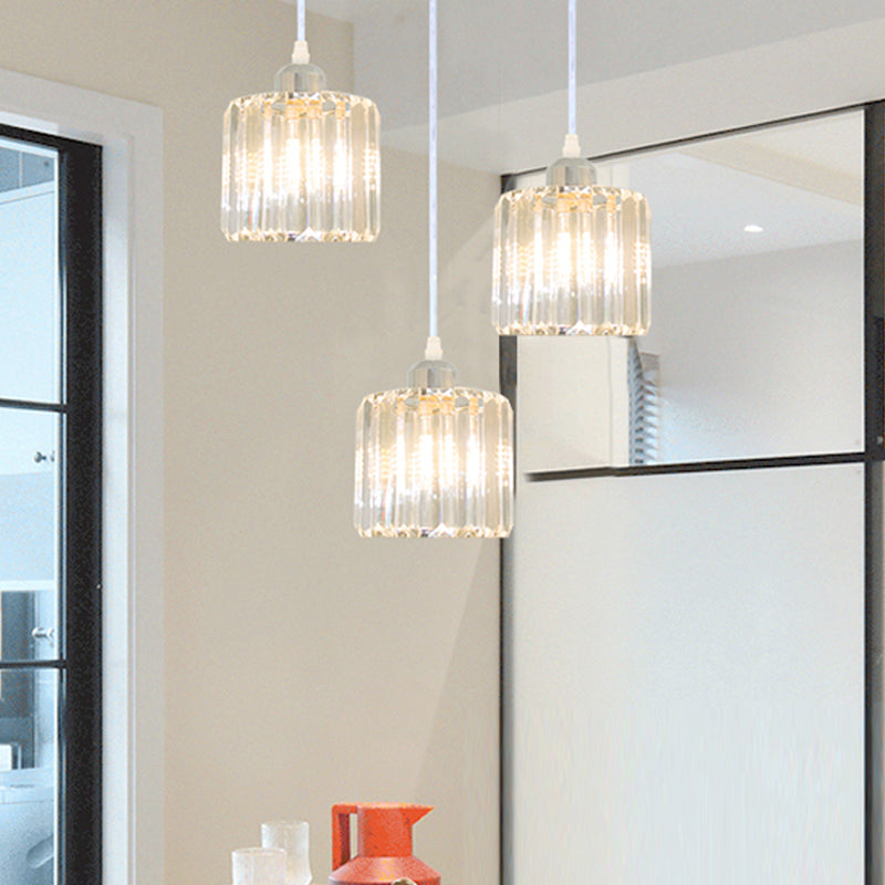 Modern Style Cylindrical Shape Hanging Light Crystal Multi Light Hanging Lamp for Bedroom