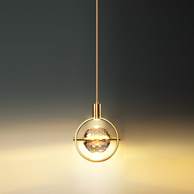 Modern Style Unique Shape Hanging Light Crystal 1 Light Hanging Lamp for Bedroom