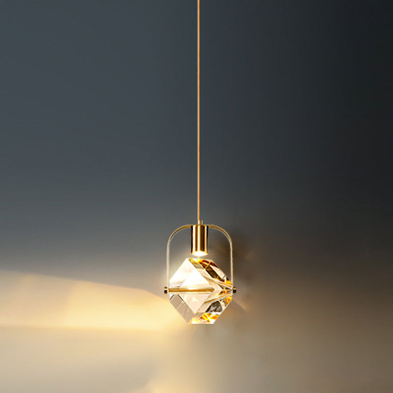 Modern Style Unique Shape Hanging Light Crystal 1 Light Hanging Lamp for Bedroom