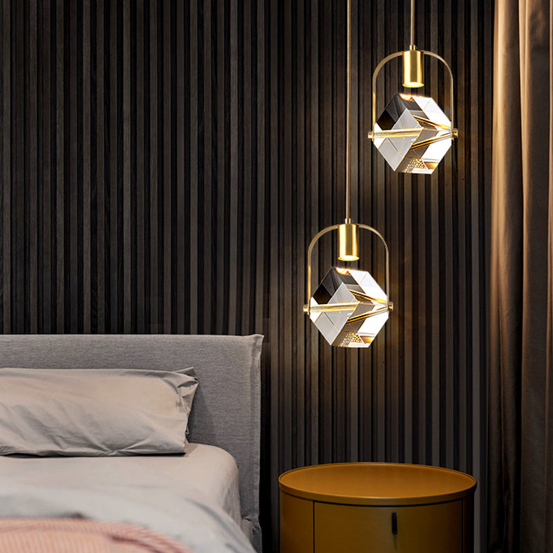 Modern Style Unique Shape Hanging Light Crystal 1 Light Hanging Lamp for Bedroom