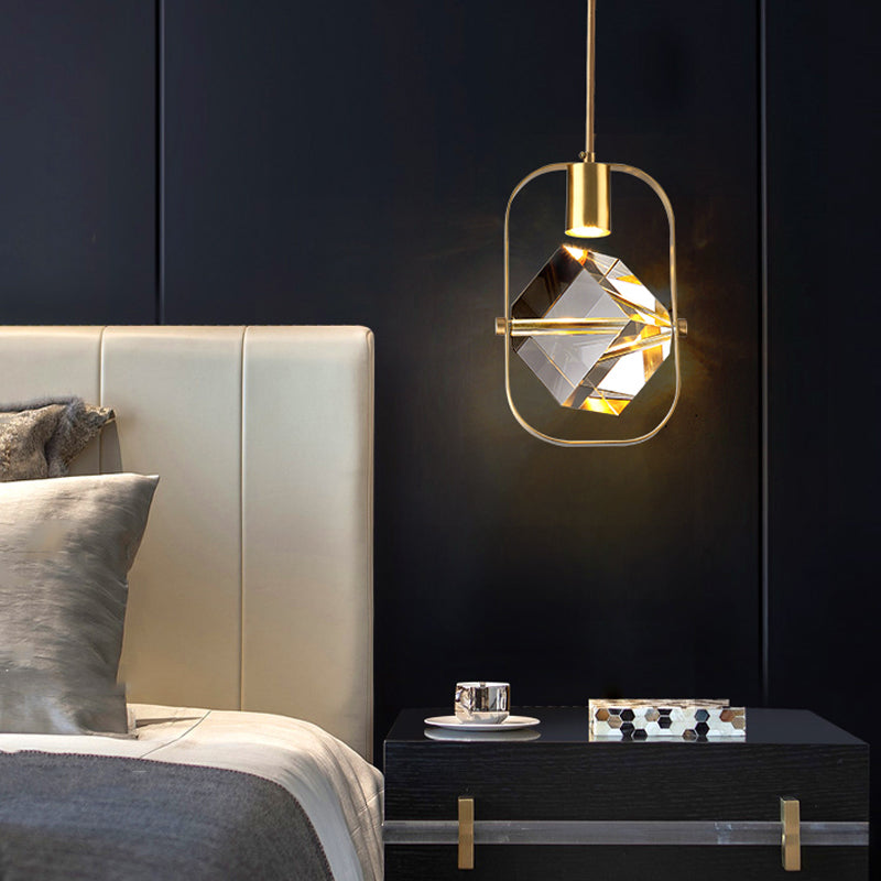 Modern Style Unique Shape Hanging Light Crystal 1 Light Hanging Lamp for Bedroom