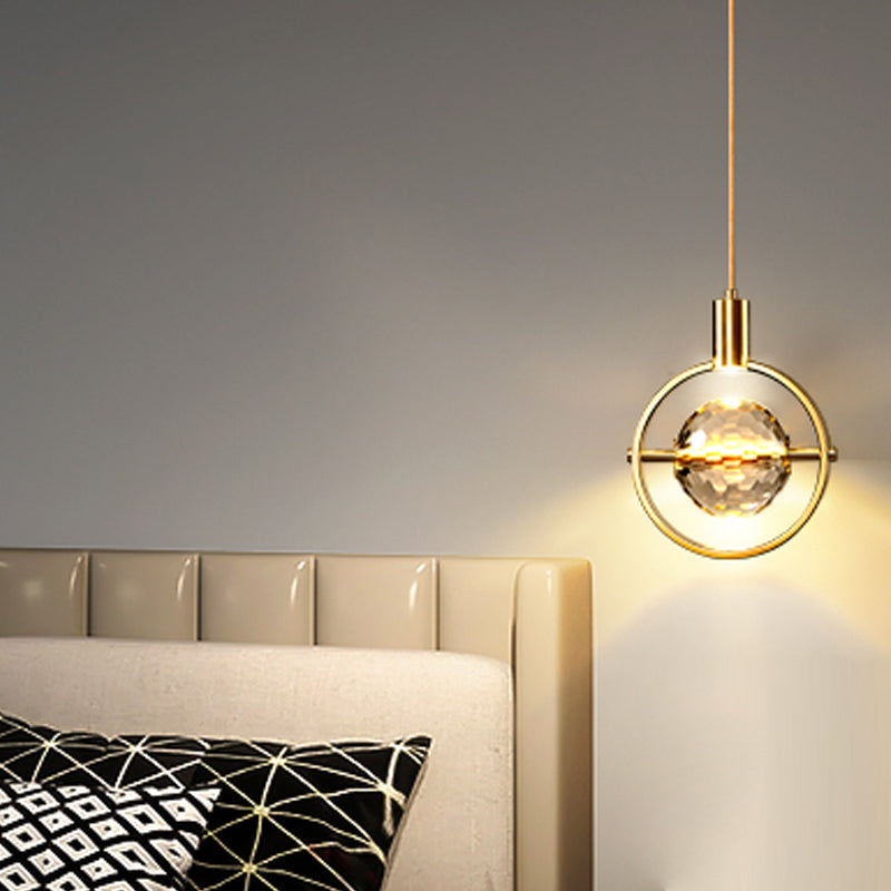 Modern Style Unique Shape Hanging Light Crystal 1 Light Hanging Lamp for Bedroom
