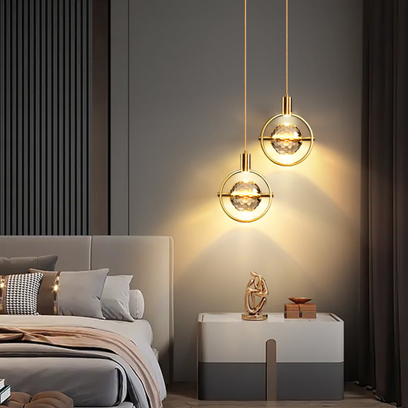 Modern Style Unique Shape Hanging Light Crystal 1 Light Hanging Lamp for Bedroom