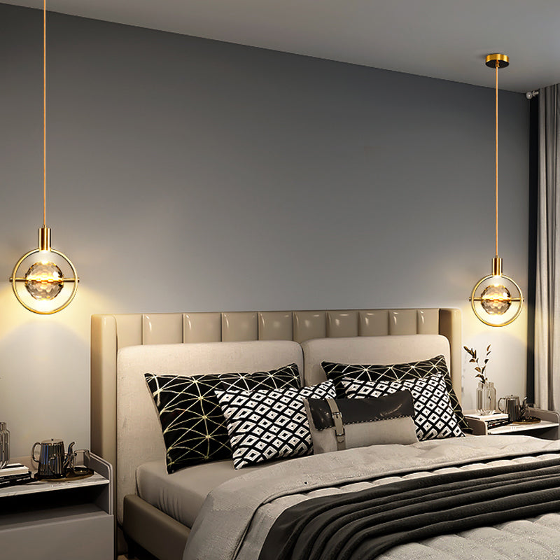 Modern Style Unique Shape Hanging Light Crystal 1 Light Hanging Lamp for Bedroom