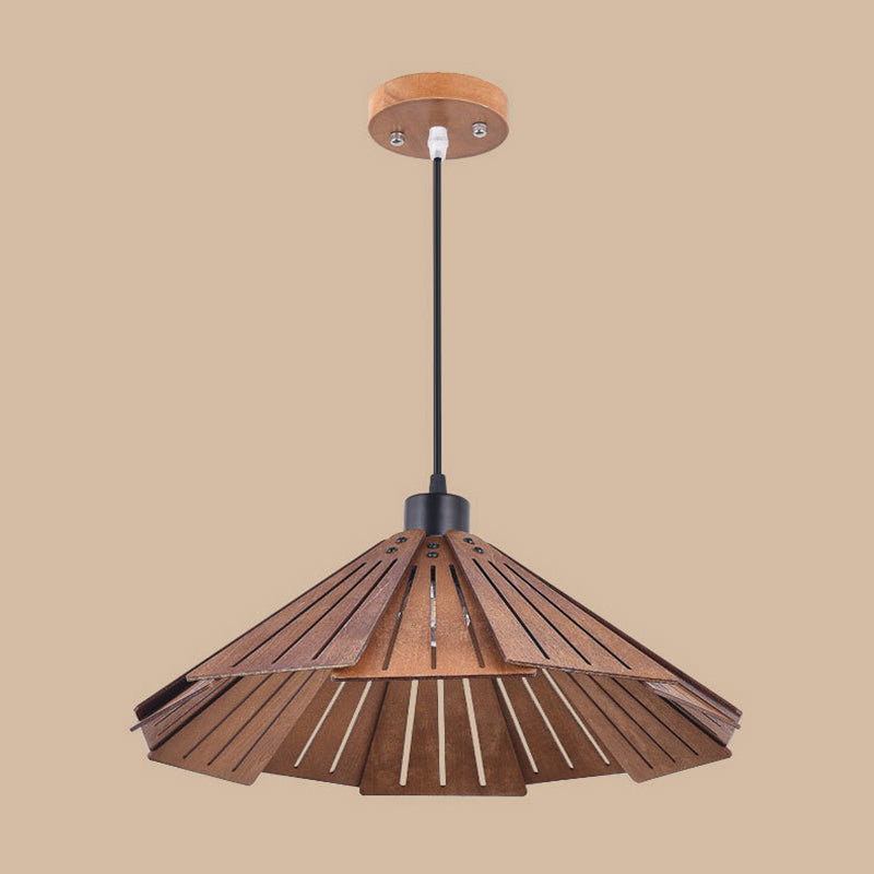 Modern Style Cone Shape Hanging Light Wood 1 Light Hanging Lamp for Bedroom