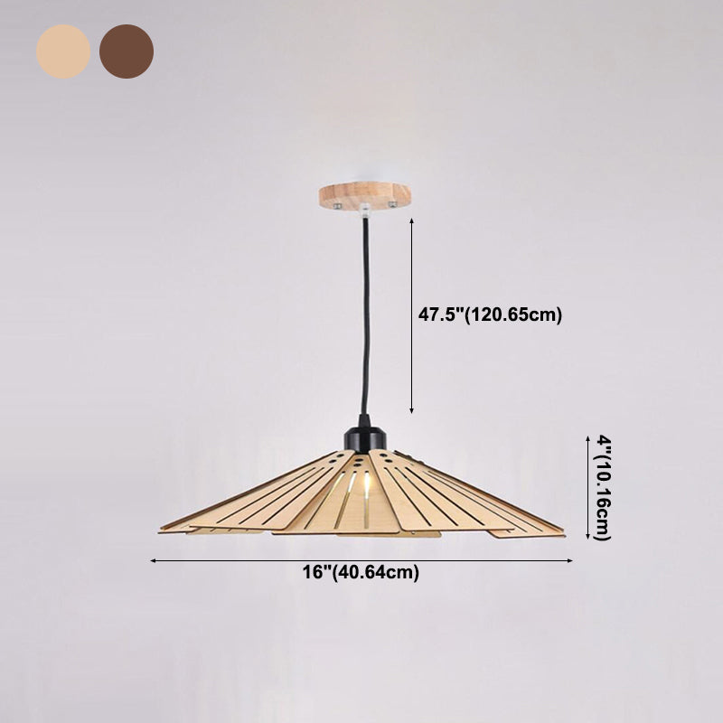 Modern Style Cone Shape Hanging Light Wood 1 Light Hanging Lamp for Bedroom