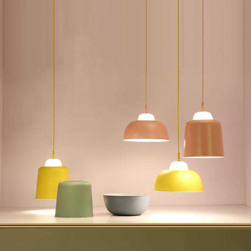 Pot Cover Shape Hanging Lighting Modern Style Metal 1 Light Hanging Lamp for Living Room