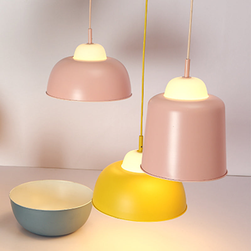 Pot Cover Shape Hanging Lighting Modern Style Metal 1 Light Hanging Lamp for Living Room