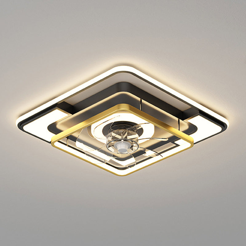 Nordic Style Geometric Fan Light Metal LED Flush Mount Light for Bedroom