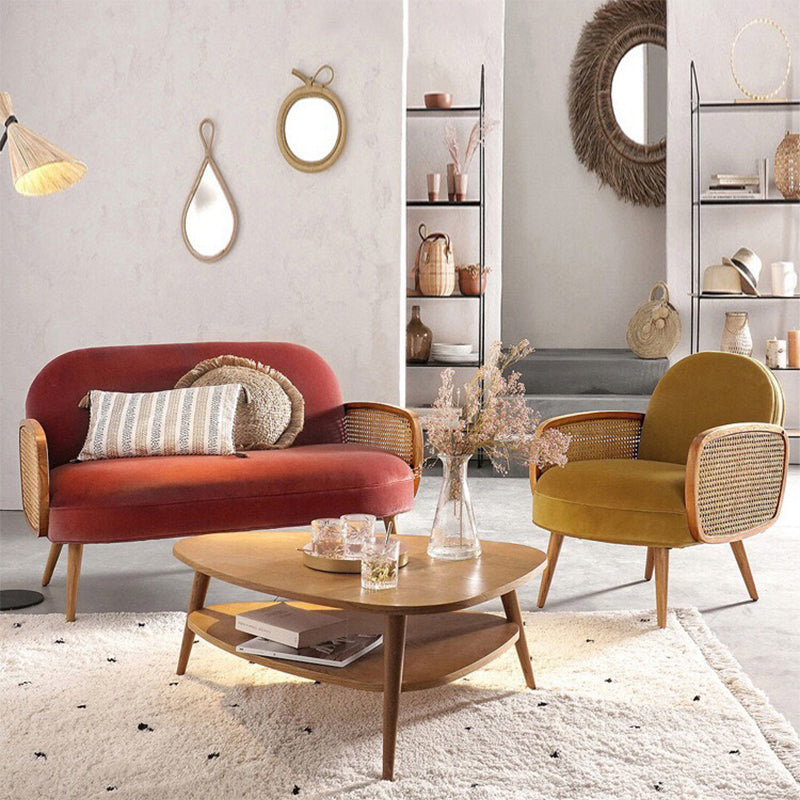 Modern Velvet Sofa 31"W Recessed Arm Tight Back Sofa with Living Room