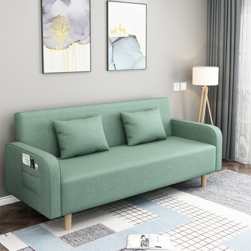 Square Arm Split Back Nordic Fabric 3-seat Sofa Spleeper Sofa 28.74" D x 35.43" H