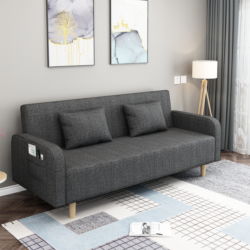 Square Arm Split Back Nordic Fabric 3-seat Sofa Spleeper Sofa 28.74" D x 35.43" H