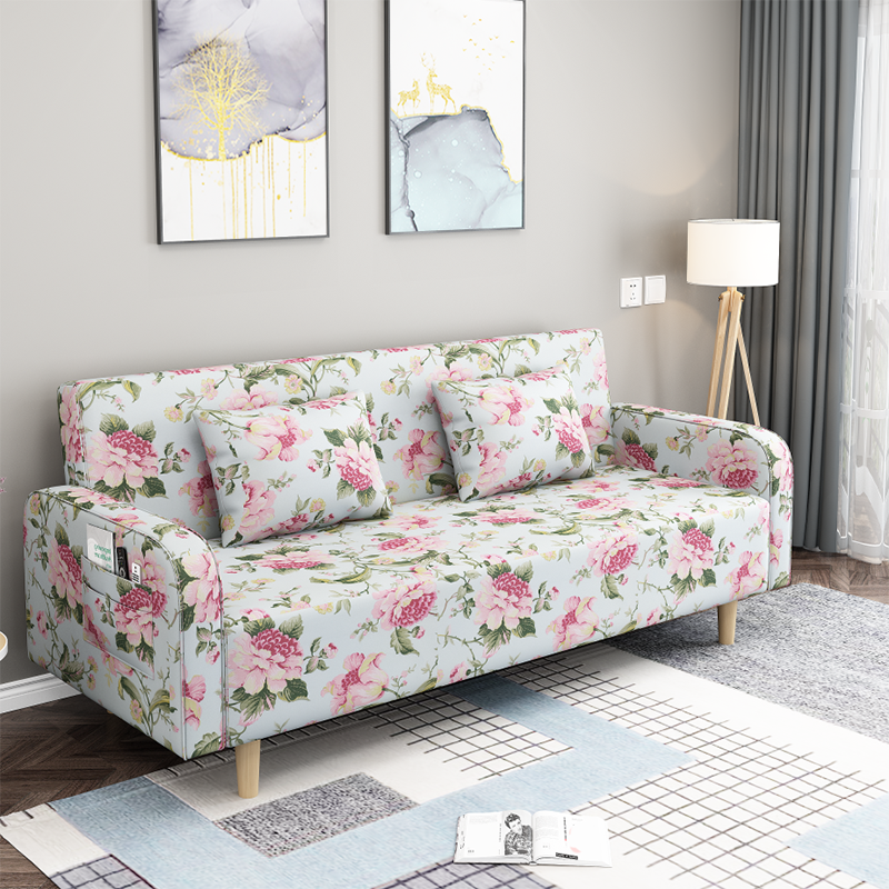 Square Arm Split Back Nordic Fabric 3-seat Sofa Spleeper Sofa 28.74" D x 35.43" H