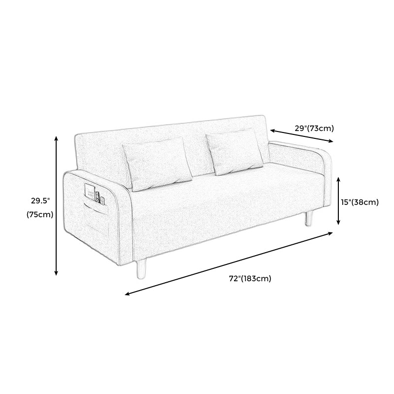 Square Arm Split Back Nordic Fabric 3-seat Sofa Spleeper Sofa 28.74" D x 35.43" H