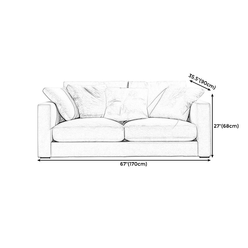 Modern Style with Pillow Back Imitation Leather/cotton and Linen Upholstered Beige Sofa
