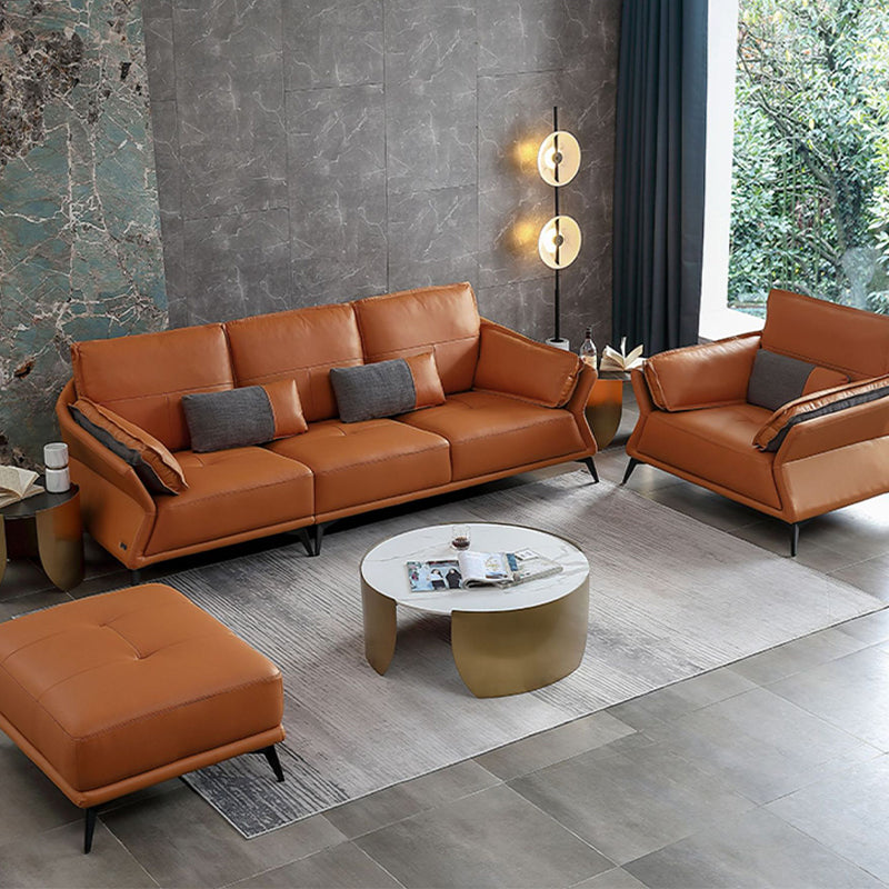 Interior Armrest Sponge Seat Leather/imitation Leather Filled Dark Green/orange Sofa