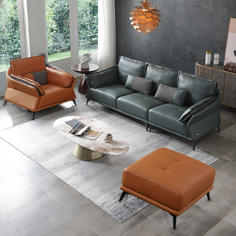 Interior Armrest Sponge Seat Leather/imitation Leather Filled Dark Green/orange Sofa