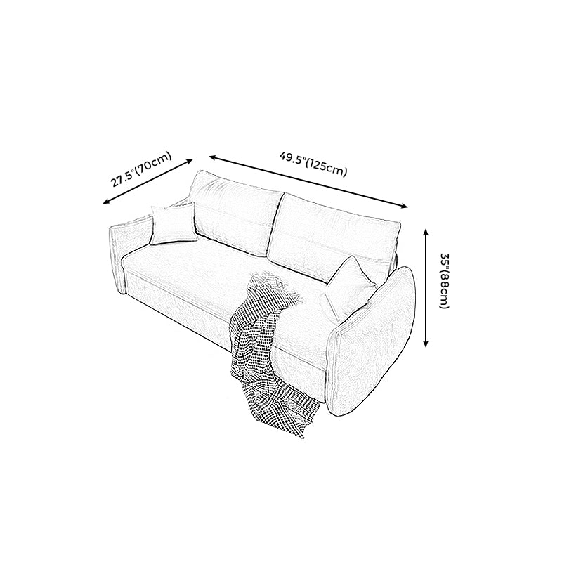 Contemporary Fabric Sofa Bed 34.65"H Square Arm Sofa Bed with Bolster Pillows,Gray