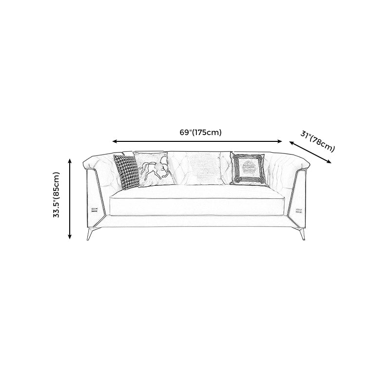 Glam Pillow Top Arm Chesterfield Sofa 33.46"H Tufted Split-Back Sofa with Hair Pin Legs