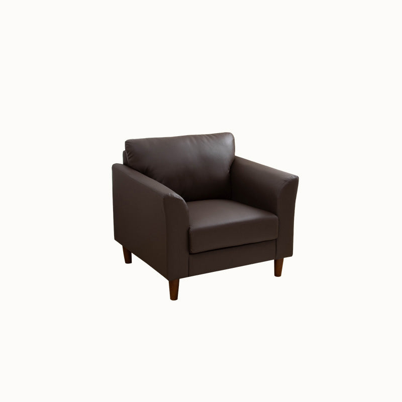 Modern 4 Wood Legs Standard Sofa Faux Leather Flared Arm Sofa