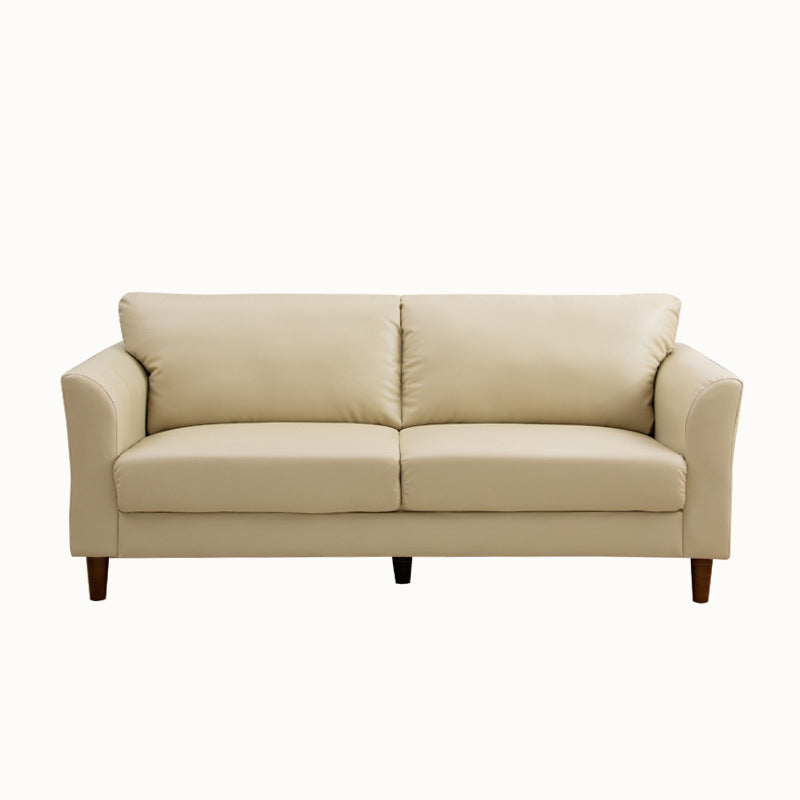 Modern 4 Wood Legs Standard Sofa Faux Leather Flared Arm Sofa