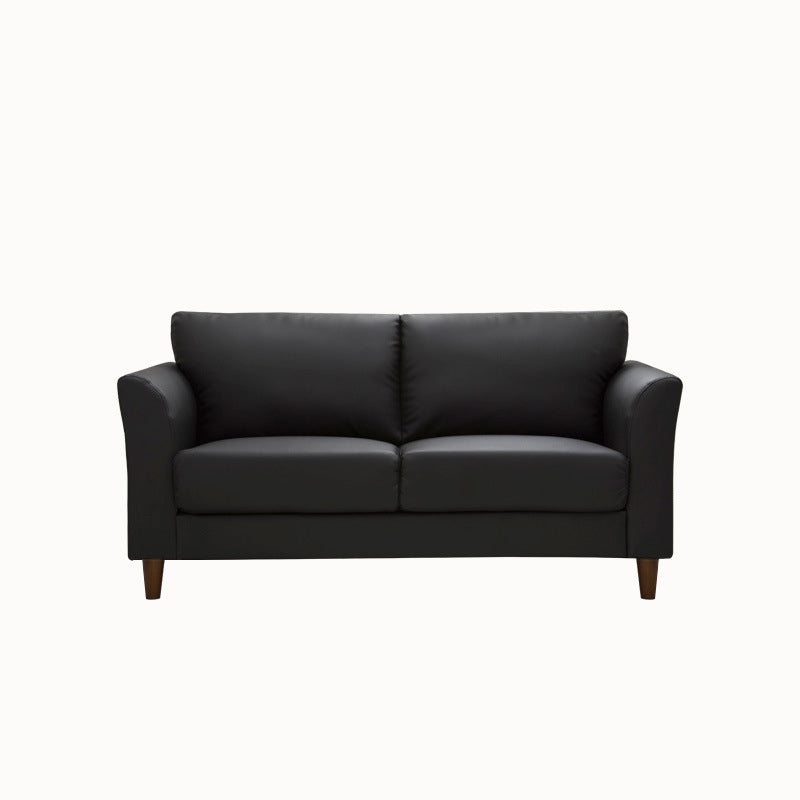 Modern 4 Wood Legs Standard Sofa Faux Leather Flared Arm Sofa