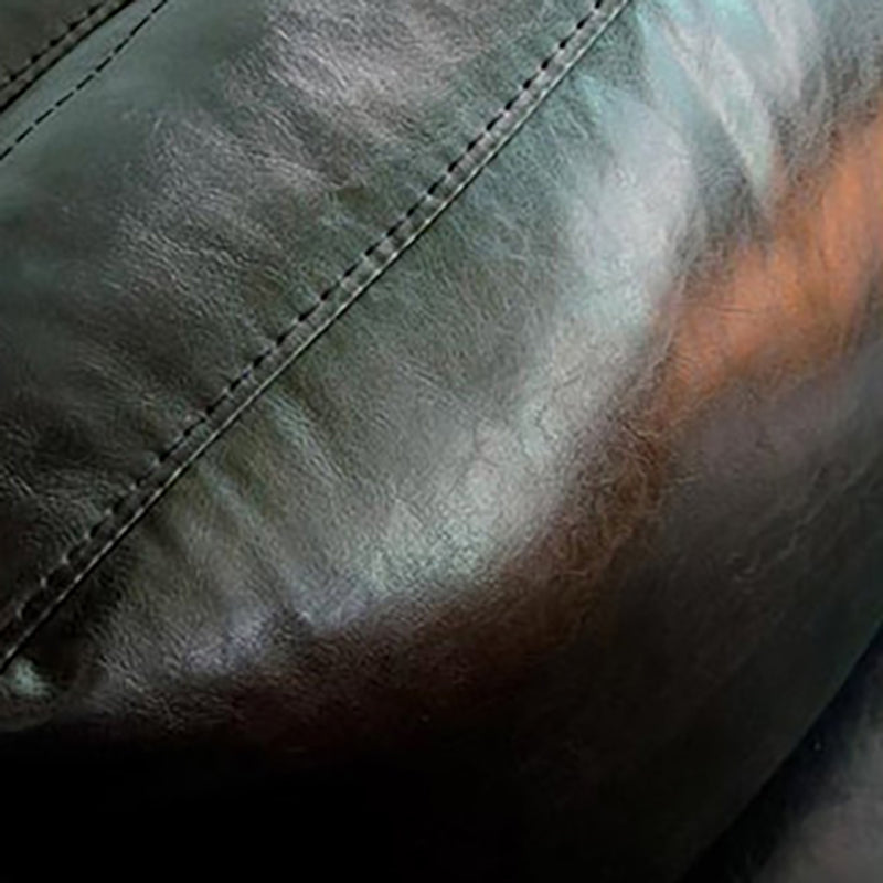 Modern 4 Wood Legs Standard Sofa Faux Leather Flared Arm Sofa