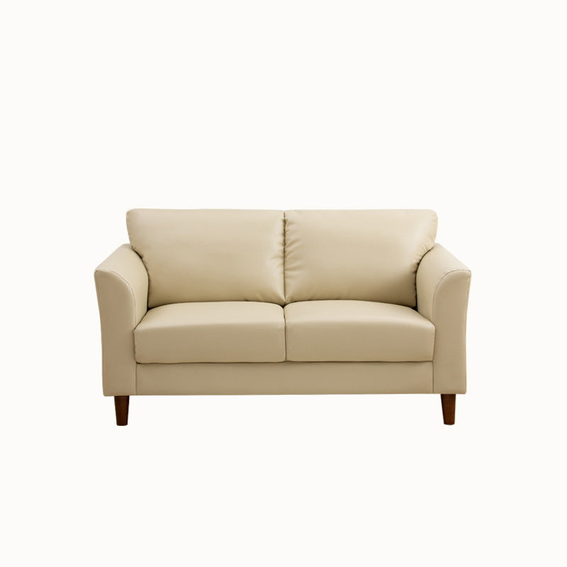 Modern 4 Wood Legs Standard Sofa Faux Leather Flared Arm Sofa