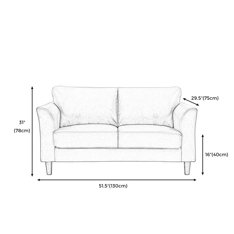 Modern 4 Wood Legs Standard Sofa Faux Leather Flared Arm Sofa