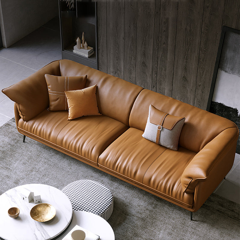 Modern Style with Pillow Back Leather/napa Upholstered Brown Sofa