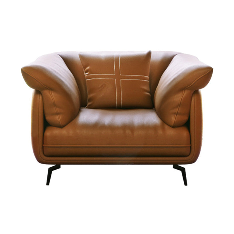 Modern Style with Pillow Back Leather/napa Upholstered Brown Sofa