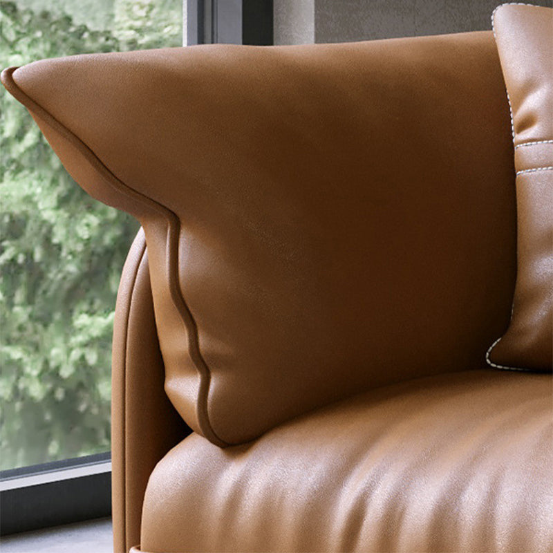 Modern Style with Pillow Back Leather/napa Upholstered Brown Sofa