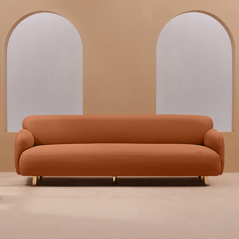 Recessed Arm Sofa Mid-century Modern 3-Seater Faux Leather Sofa