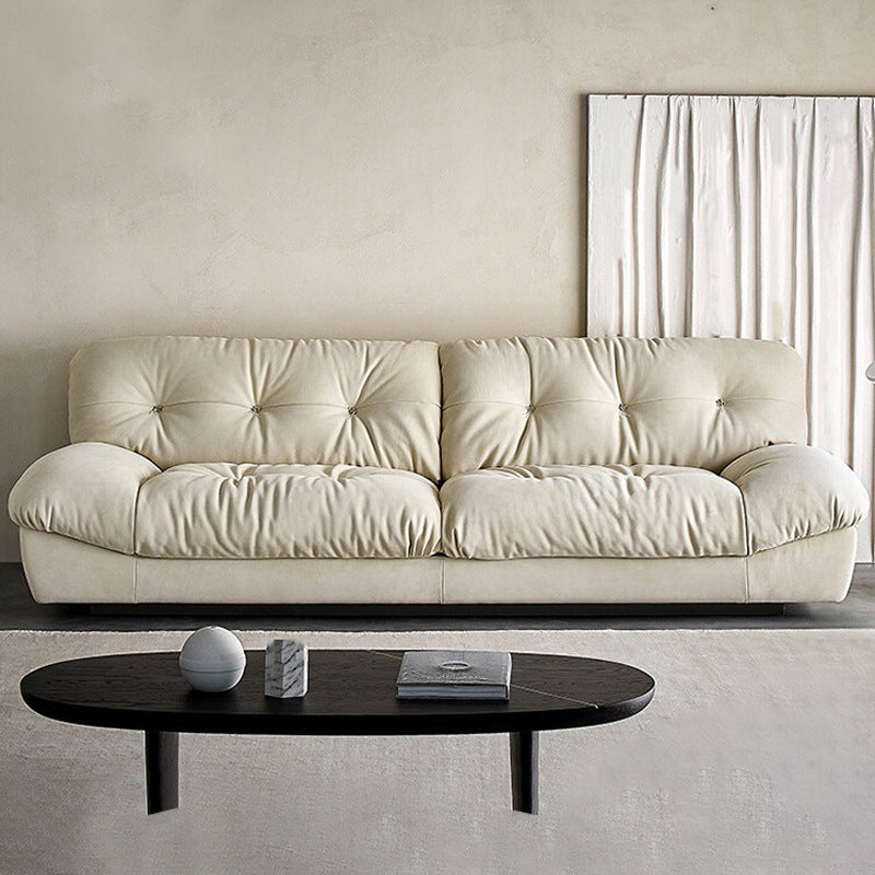 Clump Back Latex/down Upholstery Filled Matte Tech Fabric Upholstered Off-white Sofa