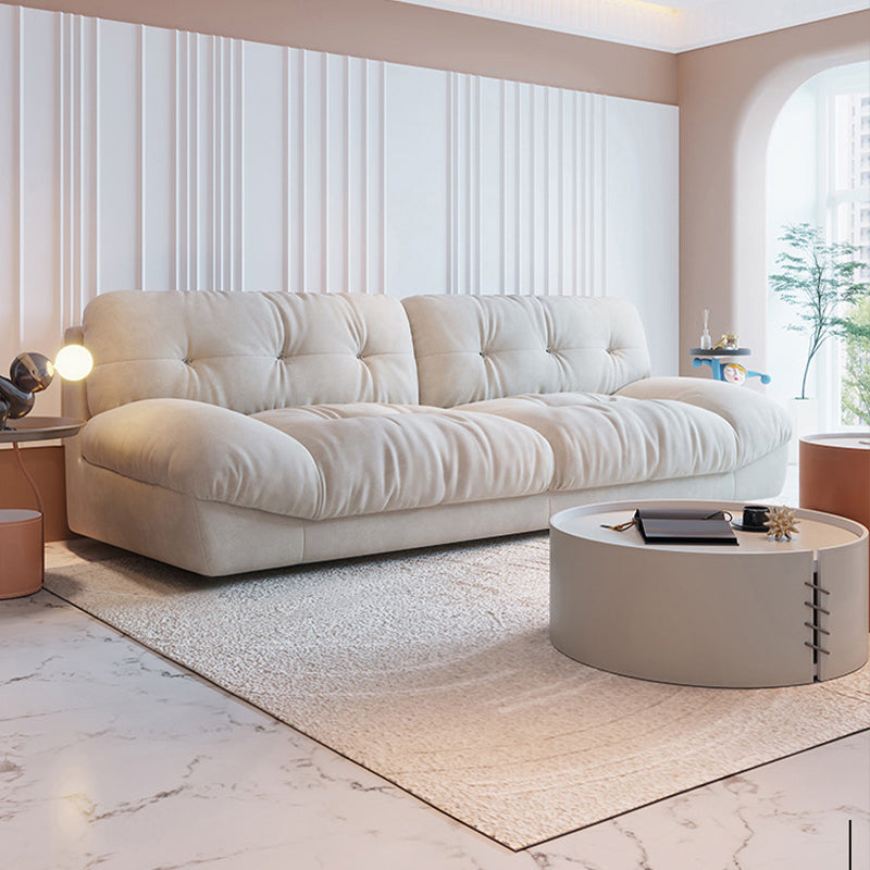 Clump Back Latex/down Upholstery Filled Matte Tech Fabric Upholstered Off-white Sofa