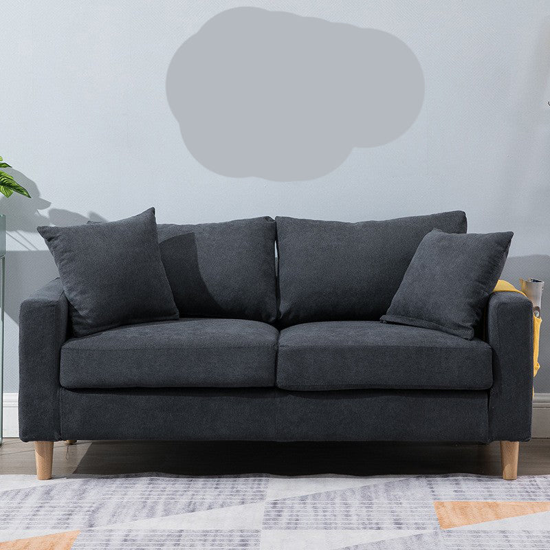 Modern Style Solid Wood Base Namib Material Cushion with Pillow Rectangular Sofa