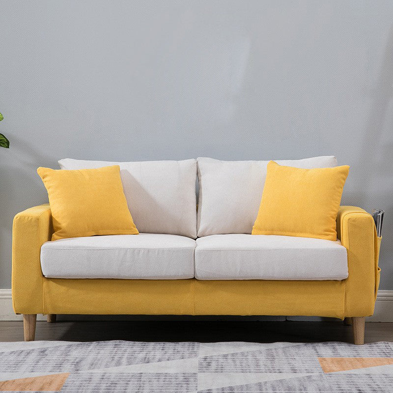 Modern Style Solid Wood Base Namib Material Cushion with Pillow Rectangular Sofa