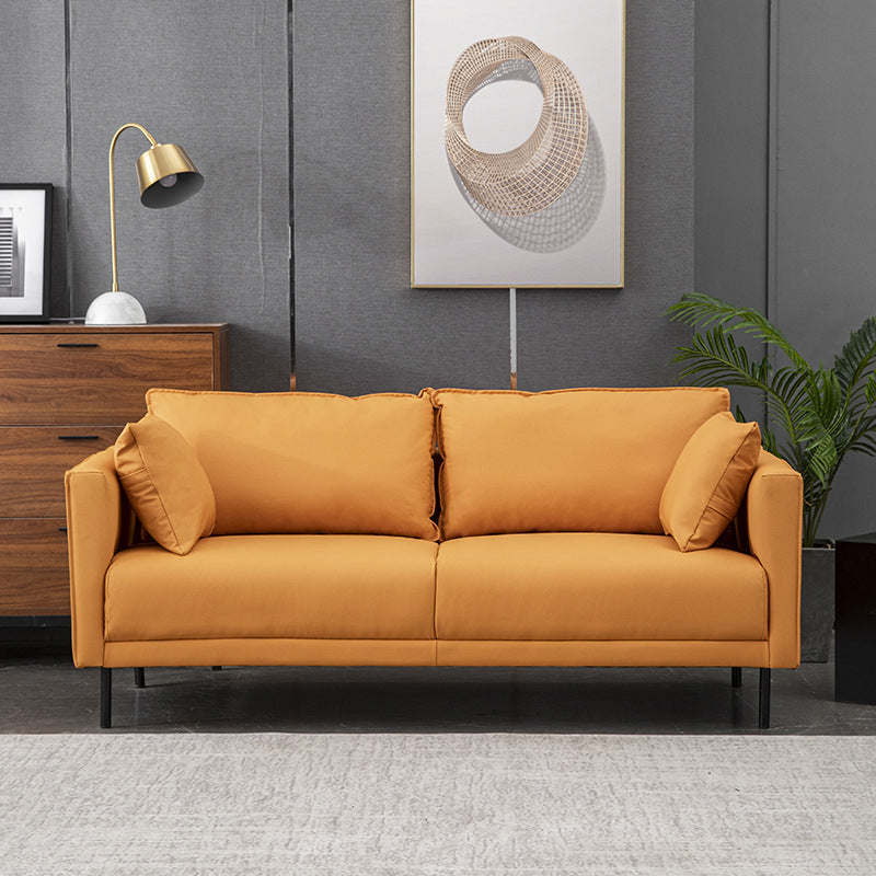Modern Style Solid Wood Base Sponge Cushion Filled with Pillow Rectangular Sofa
