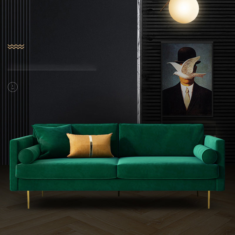 Canapé en velours à 2/3 places moderne du milieu du siècle de 31,5 po de large avec accoudoirs carrés