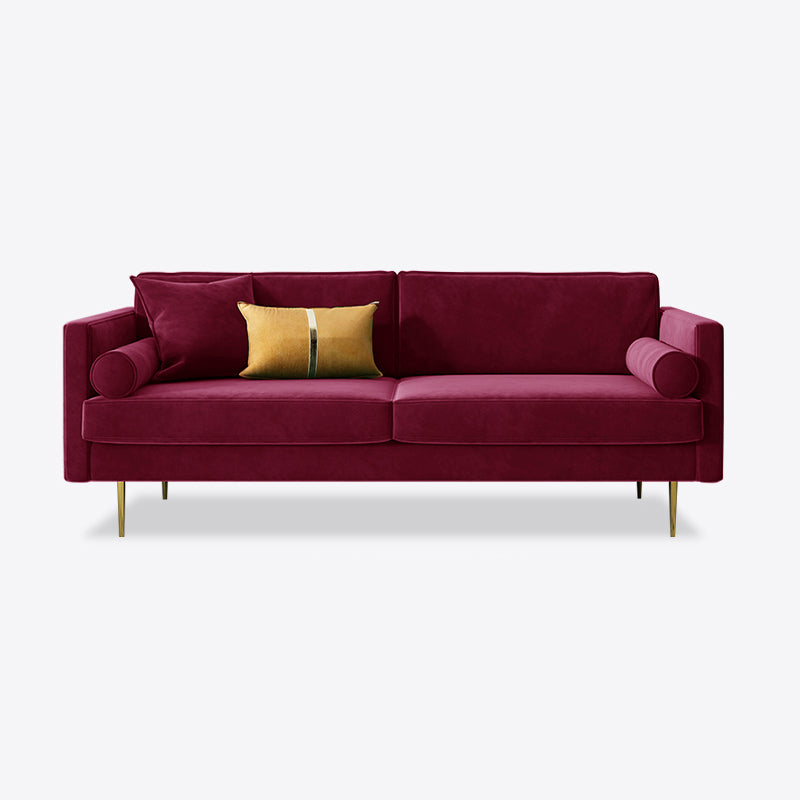 Canapé en velours à 2/3 places moderne du milieu du siècle de 31,5 po de large avec accoudoirs carrés