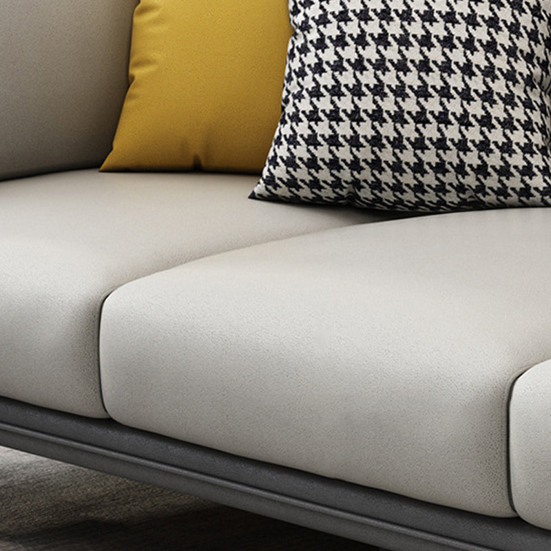Faux Leather Settee Furniture Recessed Arm Standard Sofa with Pillows