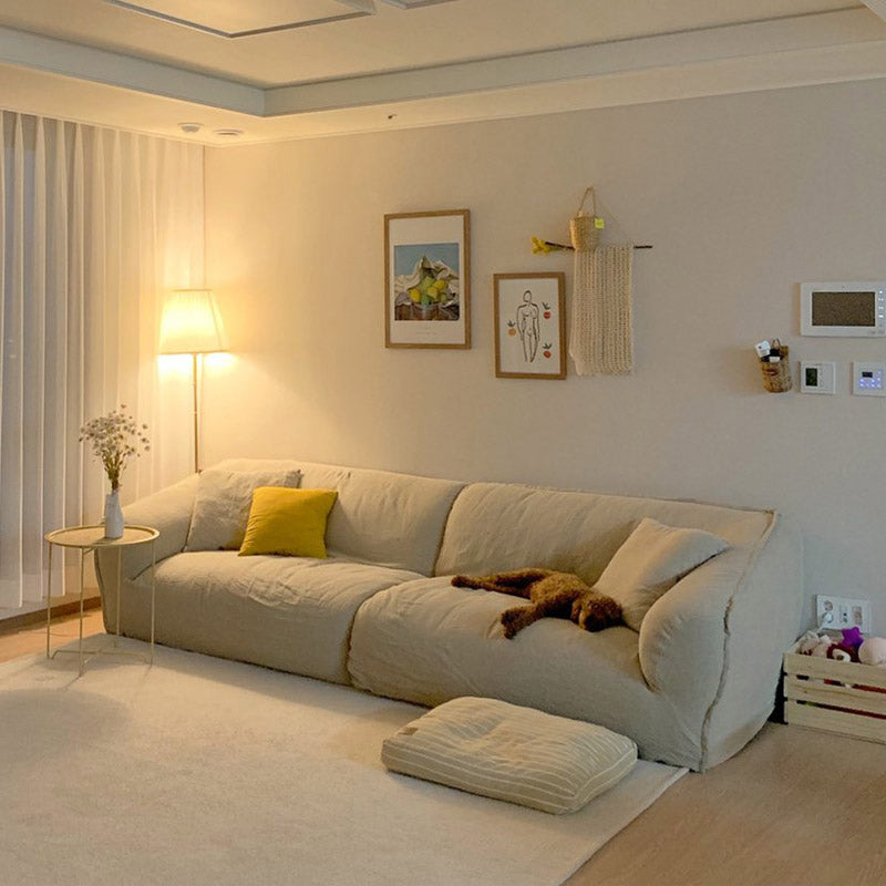 Canapé moderne en lin de 38,5 pouces avec accoudoirs et coussin pour le salon