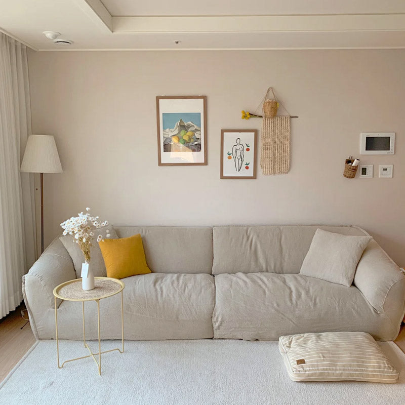 Canapé moderne en lin de 38,5 pouces avec accoudoirs et coussin pour le salon