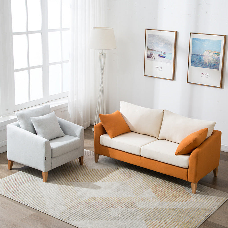 Modern Style Rectangular Sofa with Wooden Base and Namib Cushion