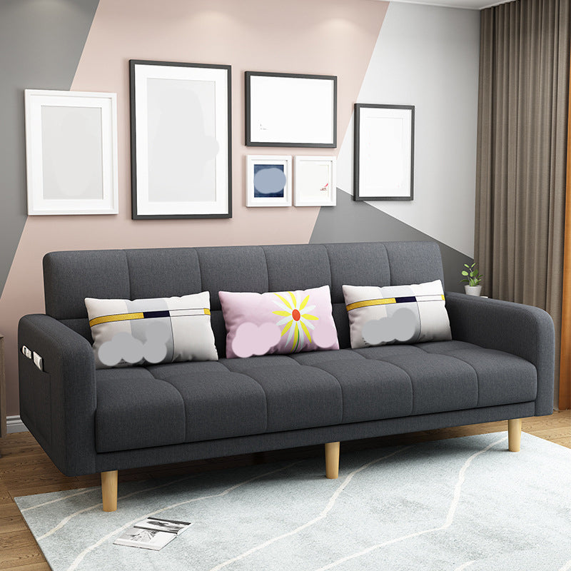 Modern Style Wooden Base Scientific Cloth Cushion with Pillow Rectangular Sofa