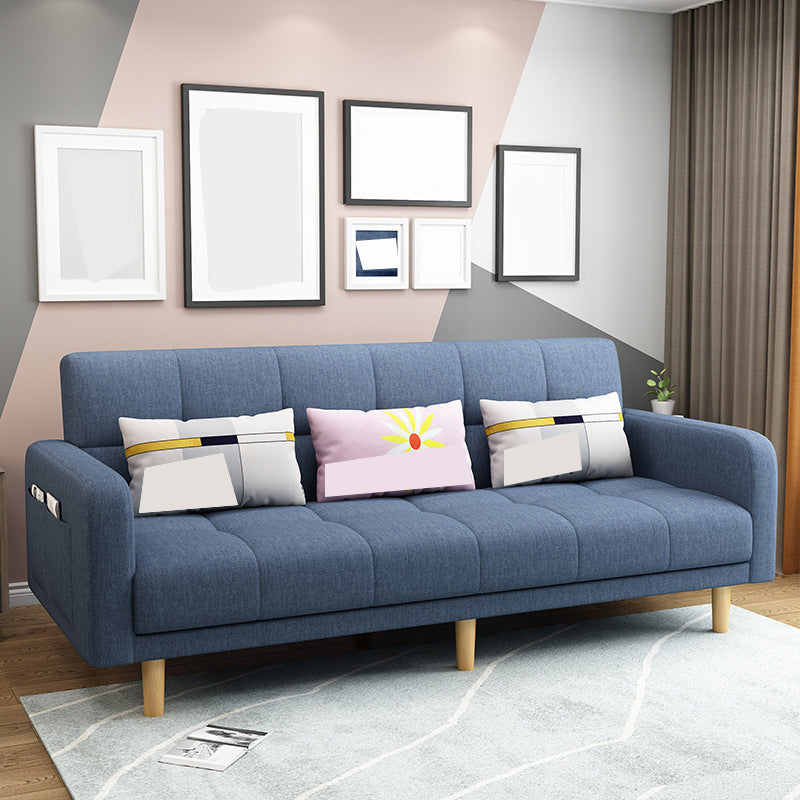 Modern Style Wooden Base Scientific Cloth Cushion with Pillow Rectangular Sofa