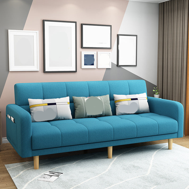 Modern Style Wooden Base Scientific Cloth Cushion with Pillow Rectangular Sofa